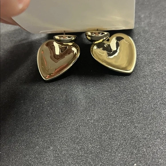 1589 J. Crew Gold Tone Heart Dangle Earrings - Picture 3 of 3